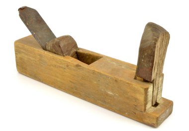 old carpentry planer on a white background