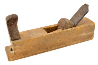 old carpentry planer on a white background
