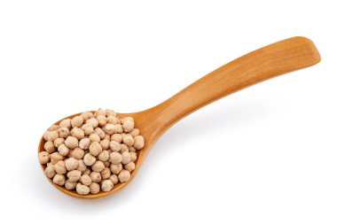 Nohut bir tahta kaşık üzerinde