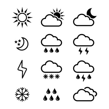 weather icon set, vector isolated