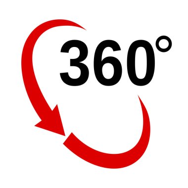 360 degrees sign icon on white background