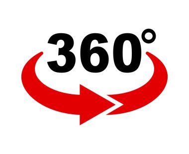 360 degrees sign icon on white background