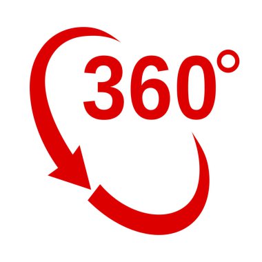 360 degrees sign icon on white background