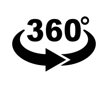 360 degrees sign icon on white background