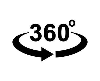 360 degrees sign icon on white background
