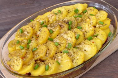 potato casserole in a casserole dish