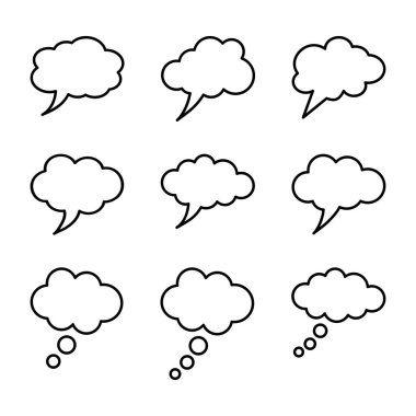 Düşünce bulutu simgesi beyaz arkaplanda ayarlandı