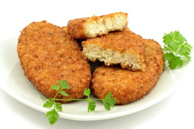 fish cutlets on a white background