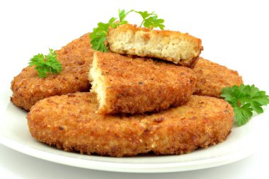 fish cutlets on a white background