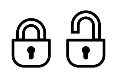 Beyaz arkaplanda asma kilit simgesi