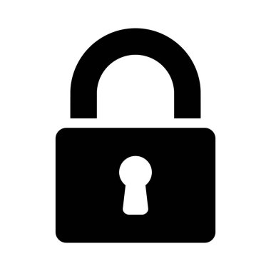 Beyaz arkaplanda asma kilit simgesi