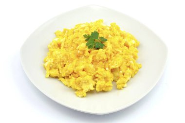 scrambled eggs on a white background