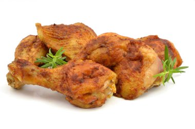 roasted chicken meat on a white background