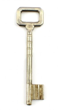 Beyaz arkaplanda izole edilmiş eski anahtar