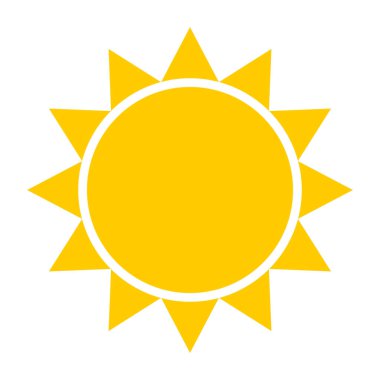 Beyaz arkaplanda güneş simgesi