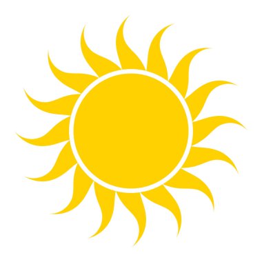 Beyaz arkaplanda güneş simgesi