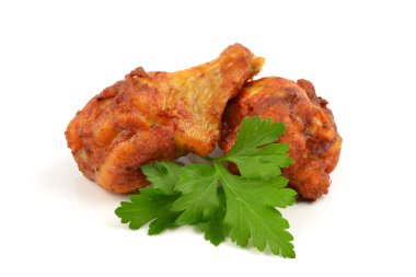 baked chicken wings on a white background