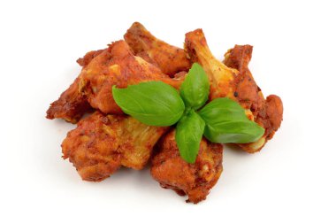 baked chicken wings on a white background