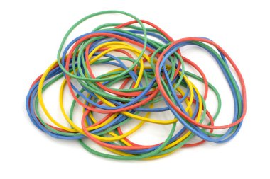 colored erasers on a white background