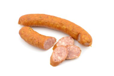 Beyaz arkaplanda sosis