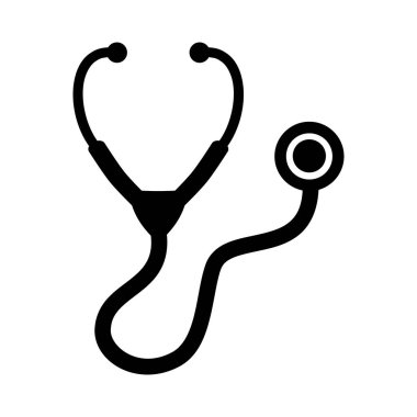 Beyaz arka plan üzerinde izole stetoskop simgesi