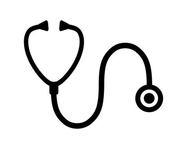 Beyaz arka plan üzerinde izole stetoskop simgesi