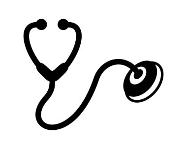 Beyaz arka plan üzerinde izole stetoskop simgesi