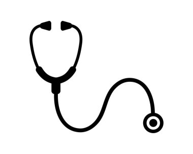 Beyaz arka plan üzerinde izole stetoskop simgesi
