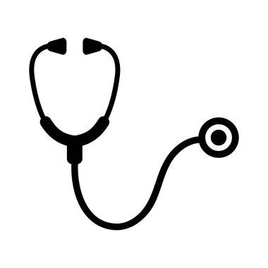 Beyaz arka plan üzerinde izole stetoskop simgesi