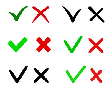 hook and cross icon set isolated on white