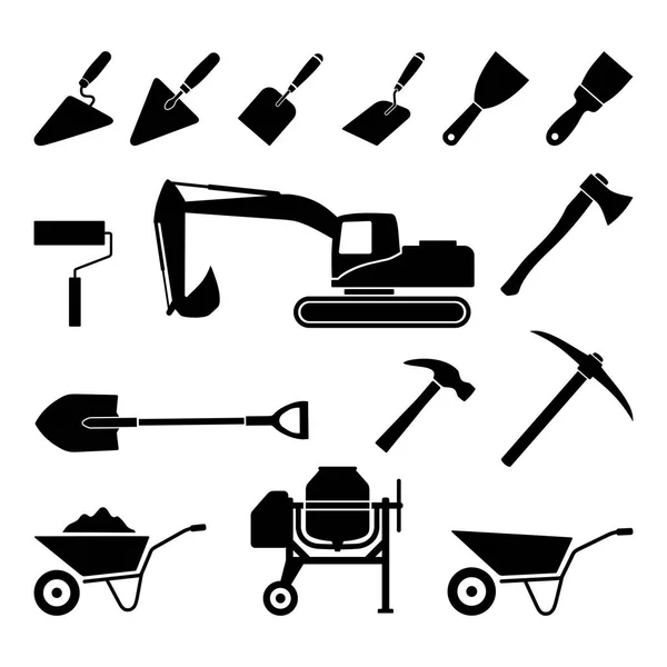 Construction Equipment Icon Set White Background — Vector de stock