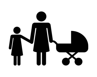 woman with children on a white background 