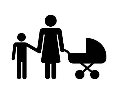 woman with children on a white background 