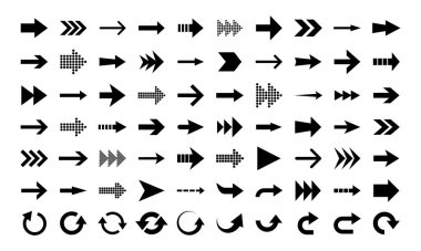 set of different arrows isolated on white background