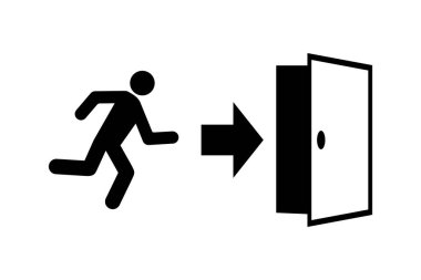 Acil çıkış - insan figürü ve açık kapı
