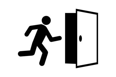 Acil çıkış - insan figürü ve açık kapı