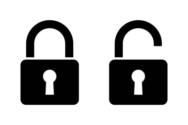 Beyaz arkaplanda asma kilit simgesi