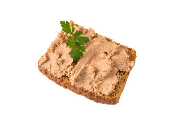 beyaz arkaplanda izole edilmiş pate sandviç