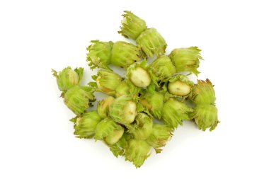 Beyaz arka planda fındıklar