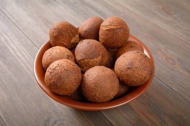 homemade donuts in a bowl