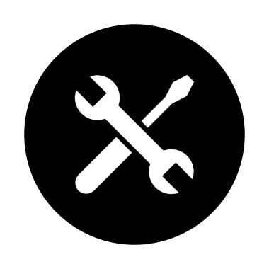 Beyaz arkaplanda anahtar ve tornavida simgesi