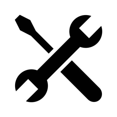 Beyaz arkaplanda anahtar ve tornavida simgesi