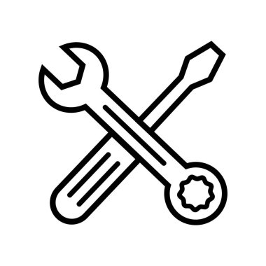 Beyaz arkaplanda anahtar ve tornavida simgesi