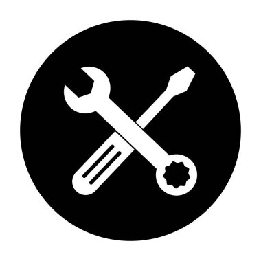 Beyaz arkaplanda anahtar ve tornavida simgesi