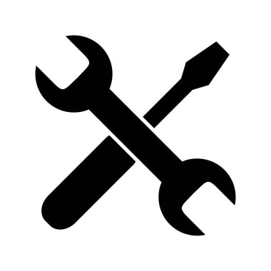 Beyaz arkaplanda anahtar ve tornavida simgesi