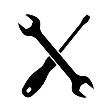 Beyaz arkaplanda anahtar ve tornavida simgesi