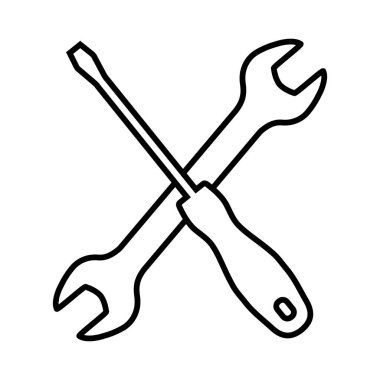 Beyaz arkaplanda anahtar ve tornavida simgesi