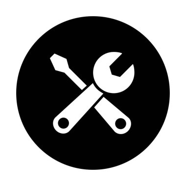 Beyaz arkaplanda anahtar ve tornavida simgesi