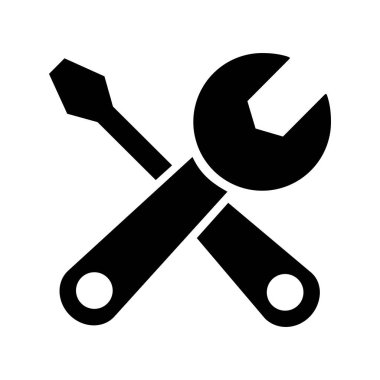 Beyaz arkaplanda anahtar ve tornavida simgesi