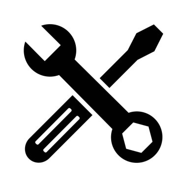 Beyaz arkaplanda anahtar ve tornavida simgesi